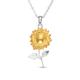Petiteshine Sunflower Golden Bloom 14K Gold Vermeil and Silver Necklace