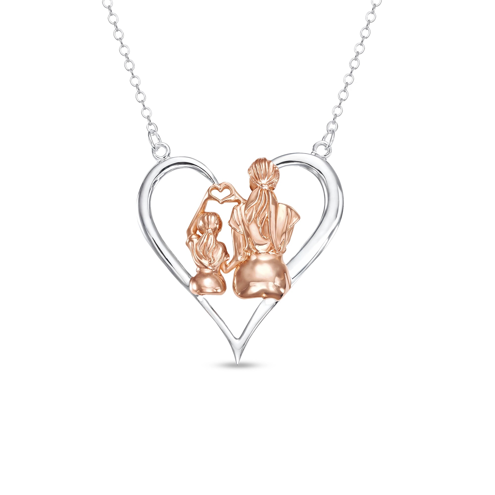 Petiteshine Heartbond Moments Vermeil Rosegold and Silver Necklace