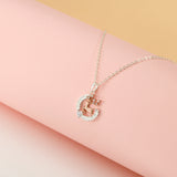 Petiteshine Everglow Reindeer Rosegold Vermeil and Silver Necklace