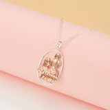 Petiteshine Mom and Princess Moment Vermeil Rosegold and Silver Necklace