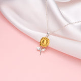 Petiteshine Sunflower Golden Bloom 14K Gold Vermeil and Silver Necklace