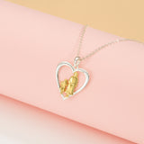 Petiteshine Heart of Generations Grandma and Children 14K Gold Vermeil and Silver Necklace