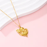 Petiteshine Mom With Flower Tulip Embrace 14K Gold Vermeil Necklace