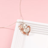 Petiteshine Mom With Flower Tulip Embrace Rosegold Vermeil and Silver Necklace