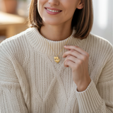 Petiteshine Mom With Flower Tulip Embrace 14K Gold Vermeil Necklace