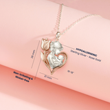Petiteshine Mom With Flower Tulip Embrace Rosegold Vermeil and Silver Necklace