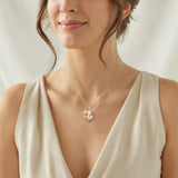 Petiteshine Mom With Flower Tulip Embrace Rosegold Vermeil and Silver Necklace