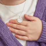 Petiteshine Little Girl Walk with Grandma in Garden Silver Necklace