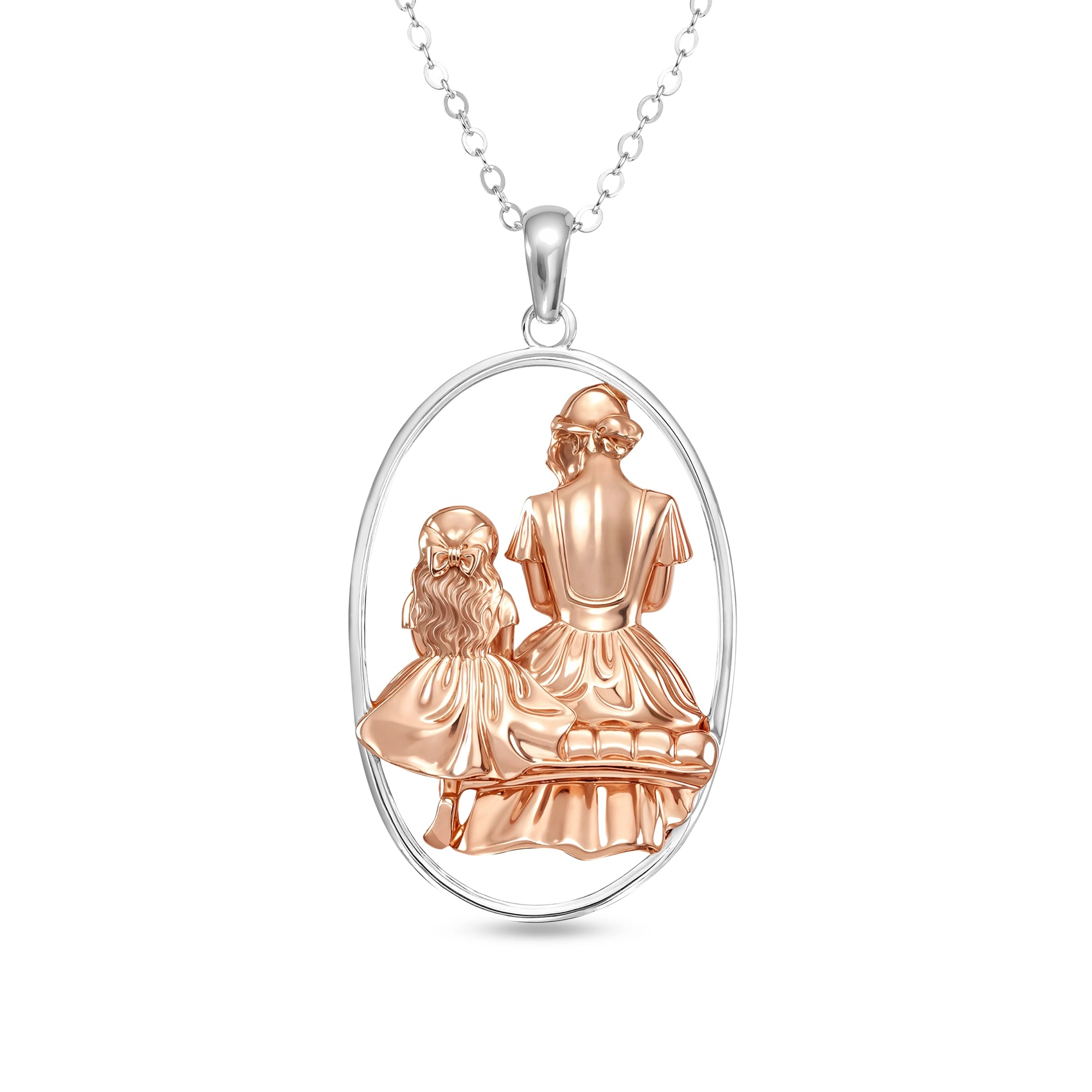 Petiteshine Mom and Princess Moment Vermeil Rosegold and Silver Necklace